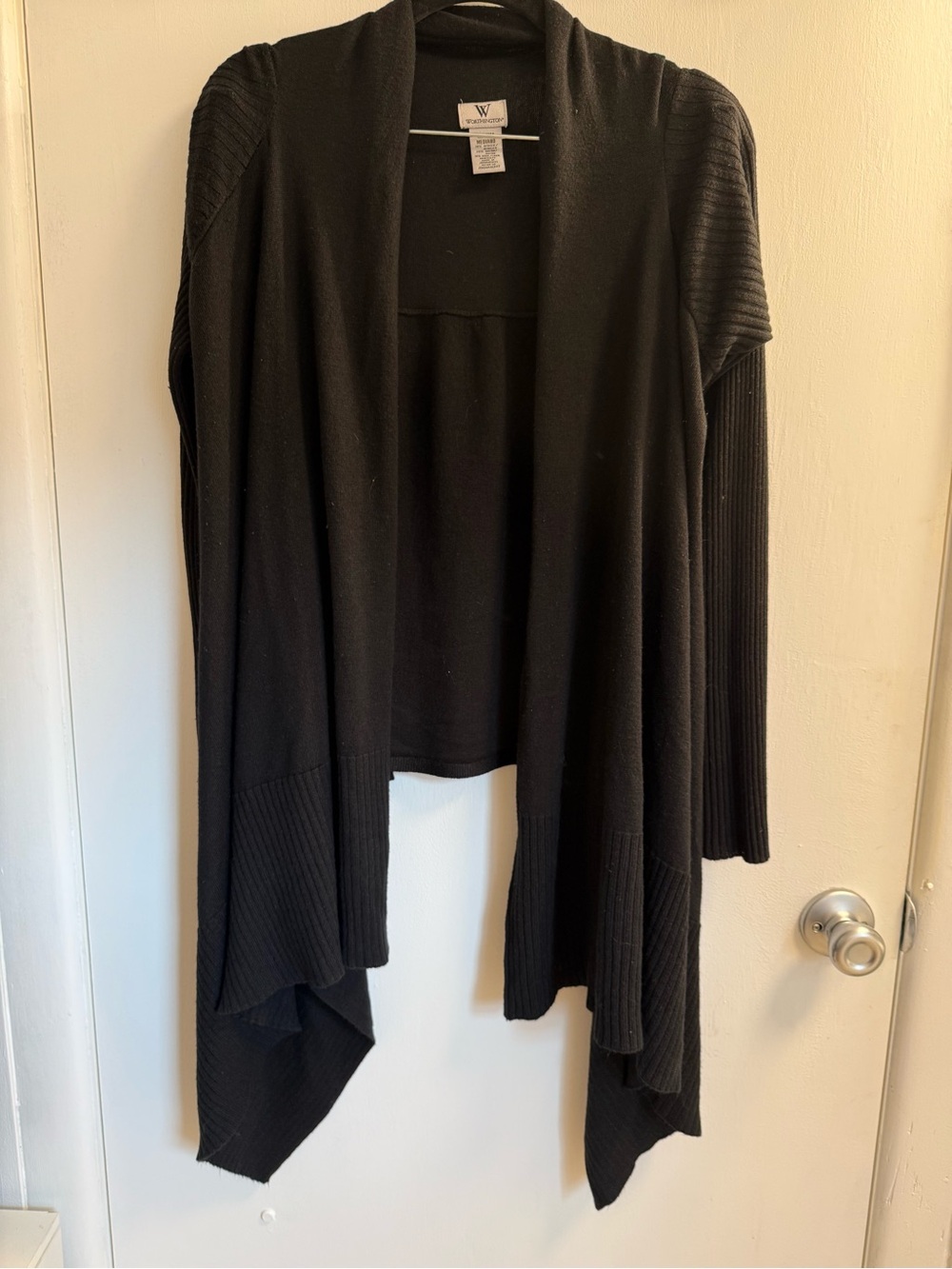 Worthington Black Open-Front Draped Cardigan